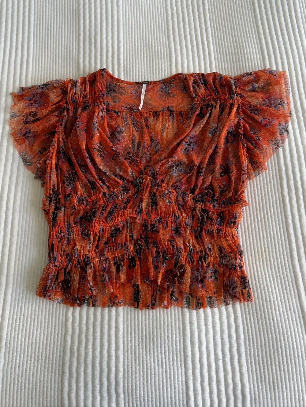 Mesh Free People Flutter Sleeve Top